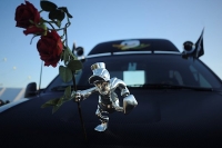Brainchild of Nike designer Tinker Hatfield, "The Duck Truck" is a custom Ford F150 and features a unique hood ornament. (Alex McDougall/Oregon Daily Emerald)