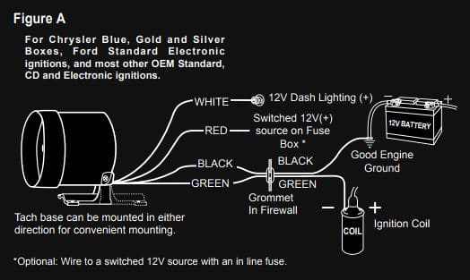 Chrysler, Ford Tachometer Wiring Diagram