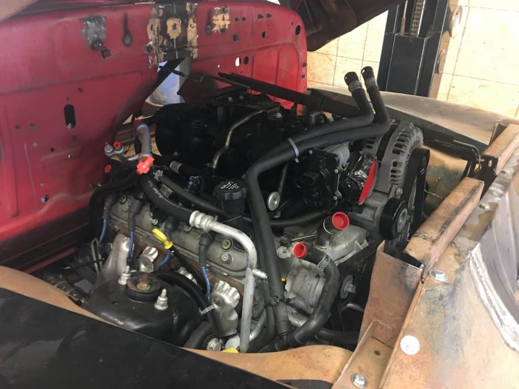 Widened Chevy 3100 Cab Engine Compartment