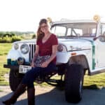 Kate Cook with 1966 Jeepster
