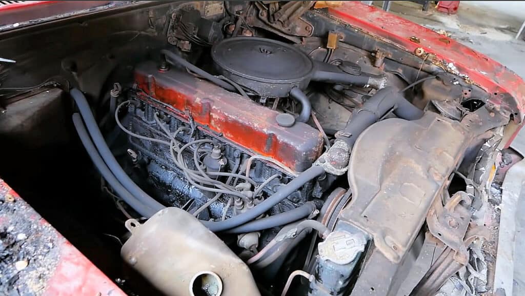 1973 Chevrolet Nova Barn Fire Damage in Engine Compartment