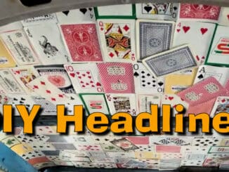 Car headliner covered with playing cards