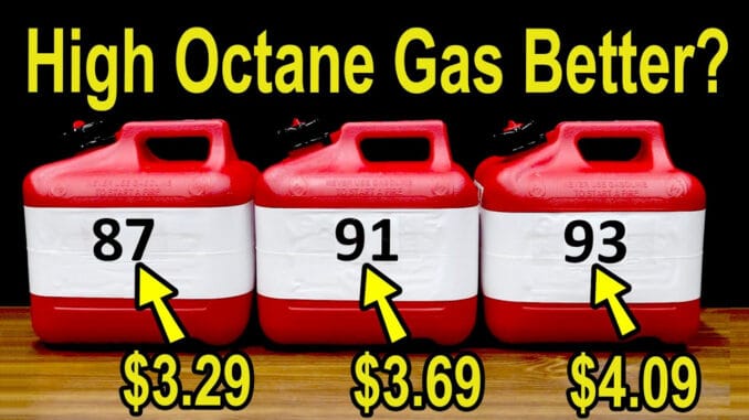 Gas Cans with 87, 91, and 93 Octane Fuel
